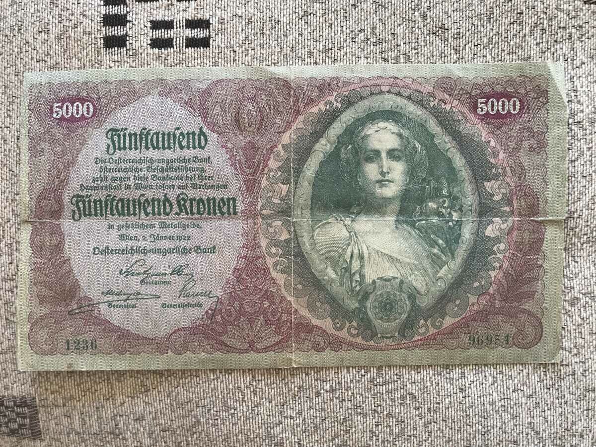 Austria 5000 kroner 1922 Austria 5000 kroner 1922