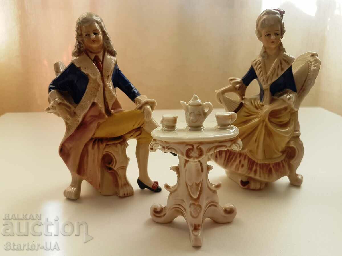 A set of old German porcelain figures.