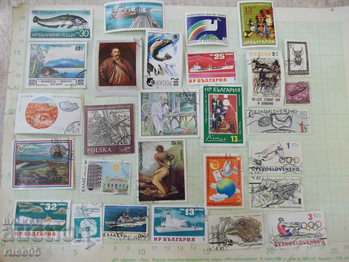 Лот от 28 бр. пощенски марки