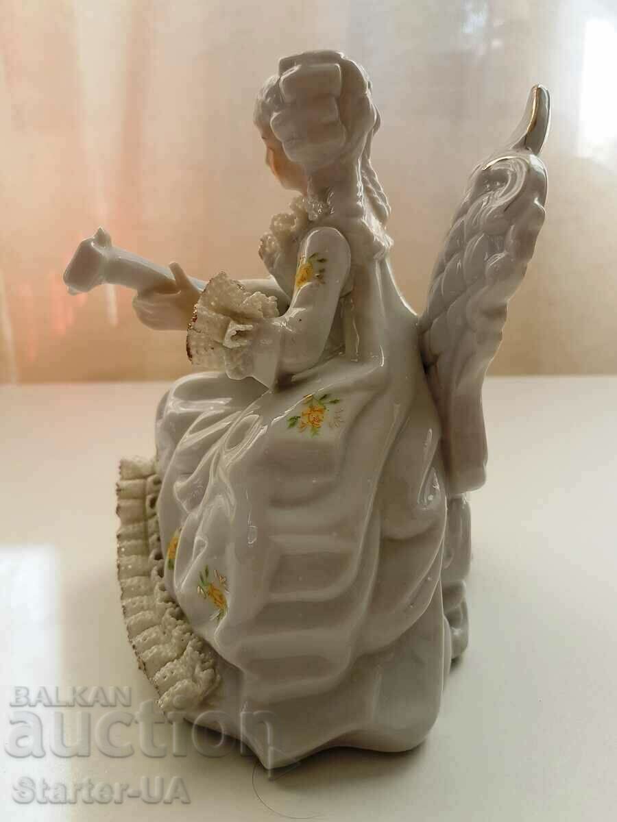 Delivery of A beautiful porcelain figure of a lady with a musical instrument. Delivery of A beautiful porcelain figure of a lady with a musical instrument.
