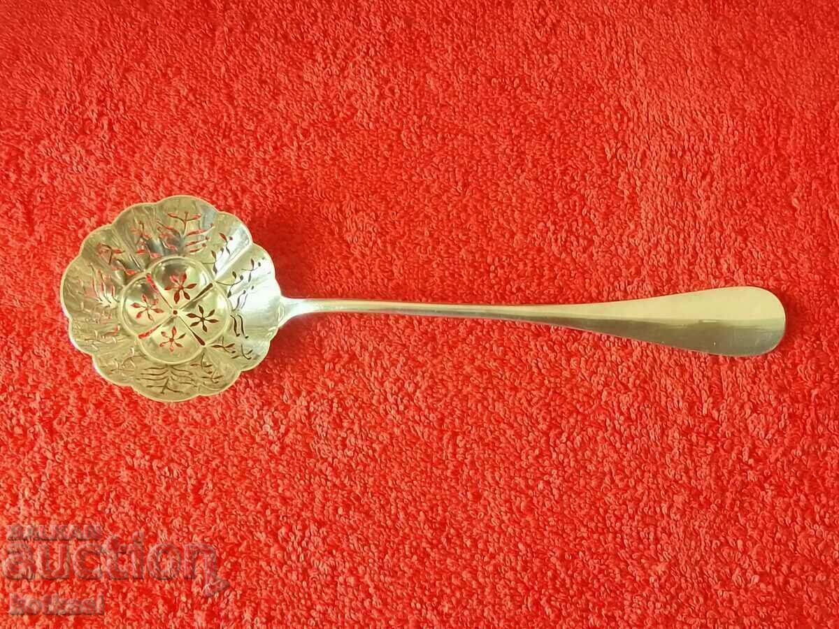 Old silver-plated Christofle strainer spoon, France hallmark - 5 Old silver-plated Christofle strainer spoon, France hallmark - 5