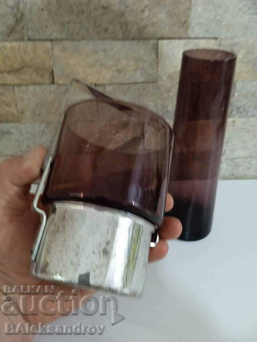 Lot of colored glass vase and cooler - 5 Lot of colored glass vase and cooler - 5