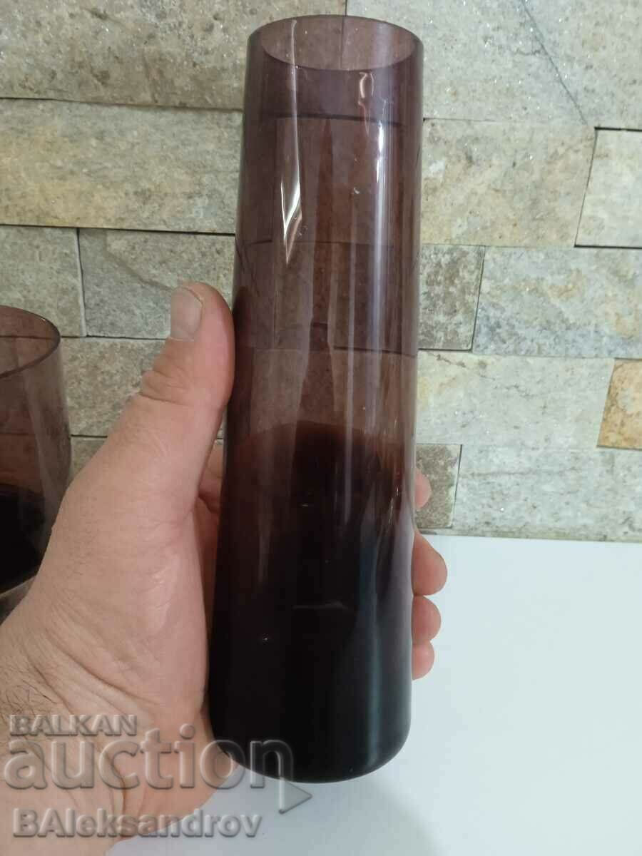 Lot of colored glass vase and cooler - 7 Lot of colored glass vase and cooler - 7