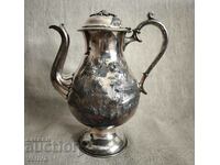 Old large silver plated English teapot.