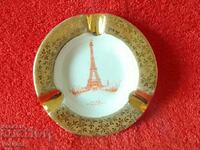 Porcelain ashtray gilt Eiffel Tower LIMOGES Franse