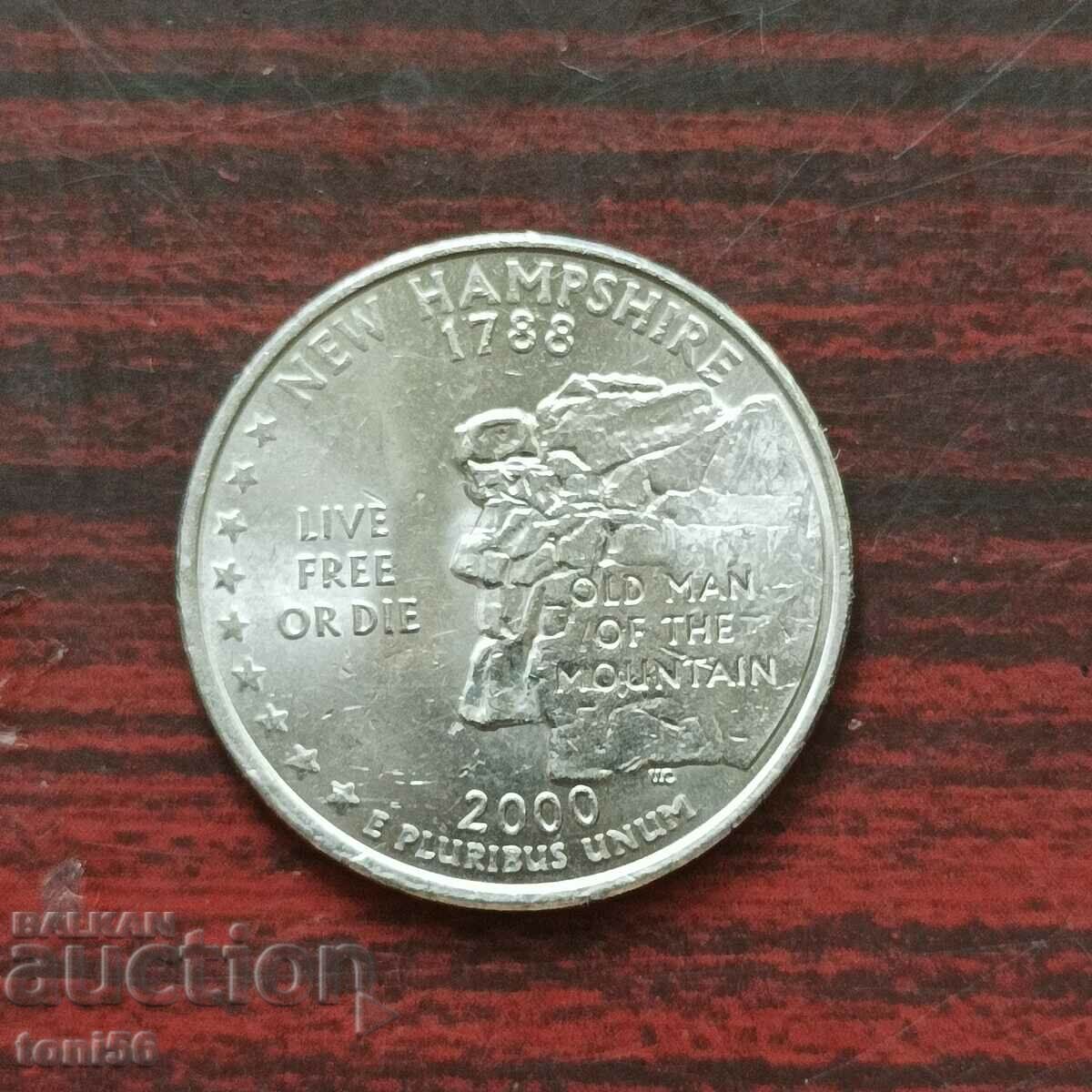1/4 dolar american 2000 P - New Hampshire UNC