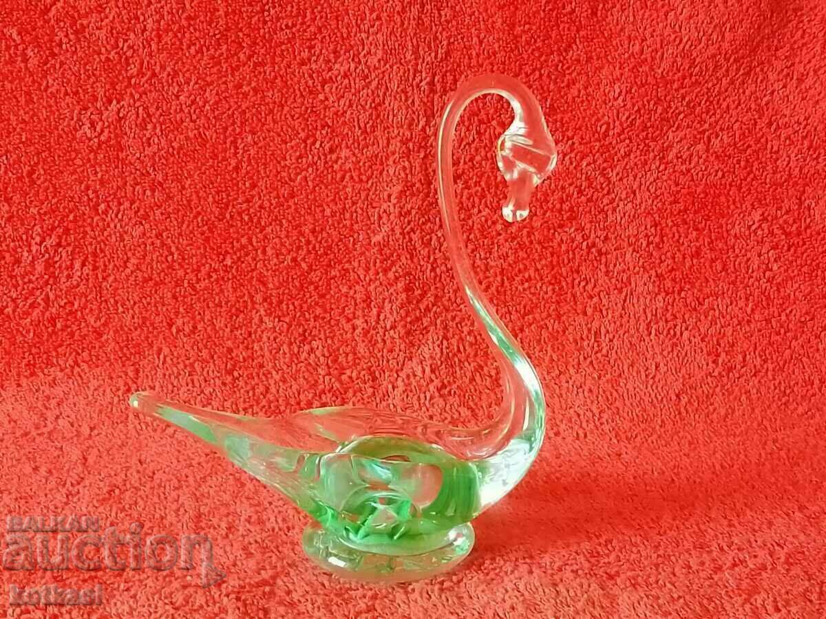Auction  Old Flower Swan Figure Murano Glass Crystal