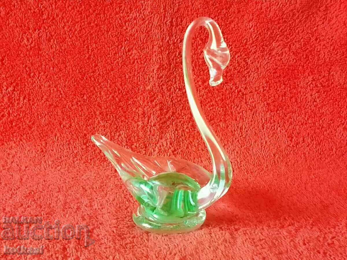 Old Flower Swan Figure Murano Glass Crystal - 6