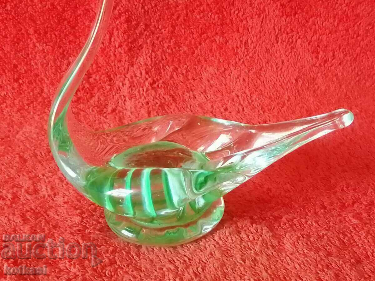Old Flower Swan Figure Murano Glass Crystal - 7