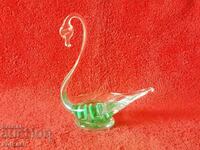 Old Flower Swan Figure Murano Glass Crystal