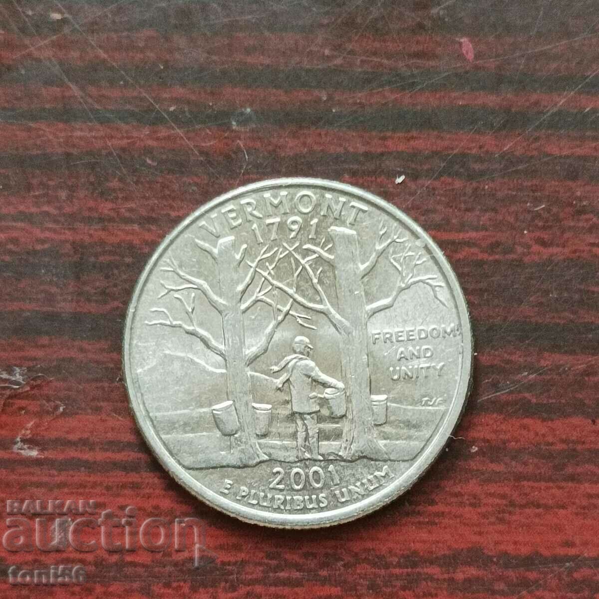 1/4 dolar SUA 2001 P - Vermont