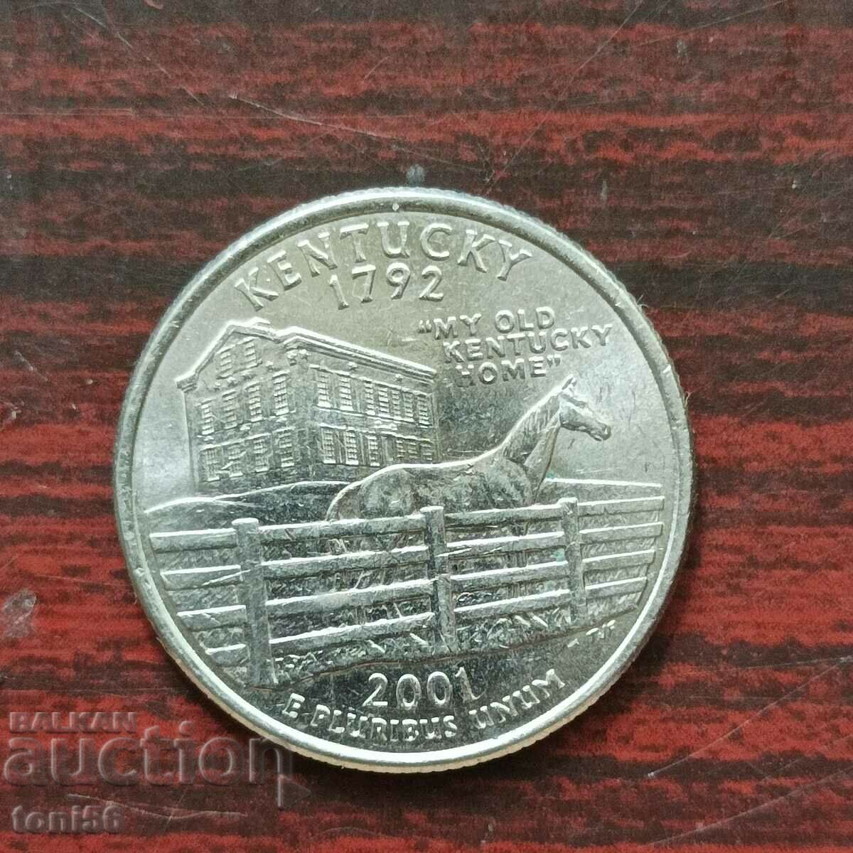 САЩ  1/4 долар 2001 D - Кентъки UNC