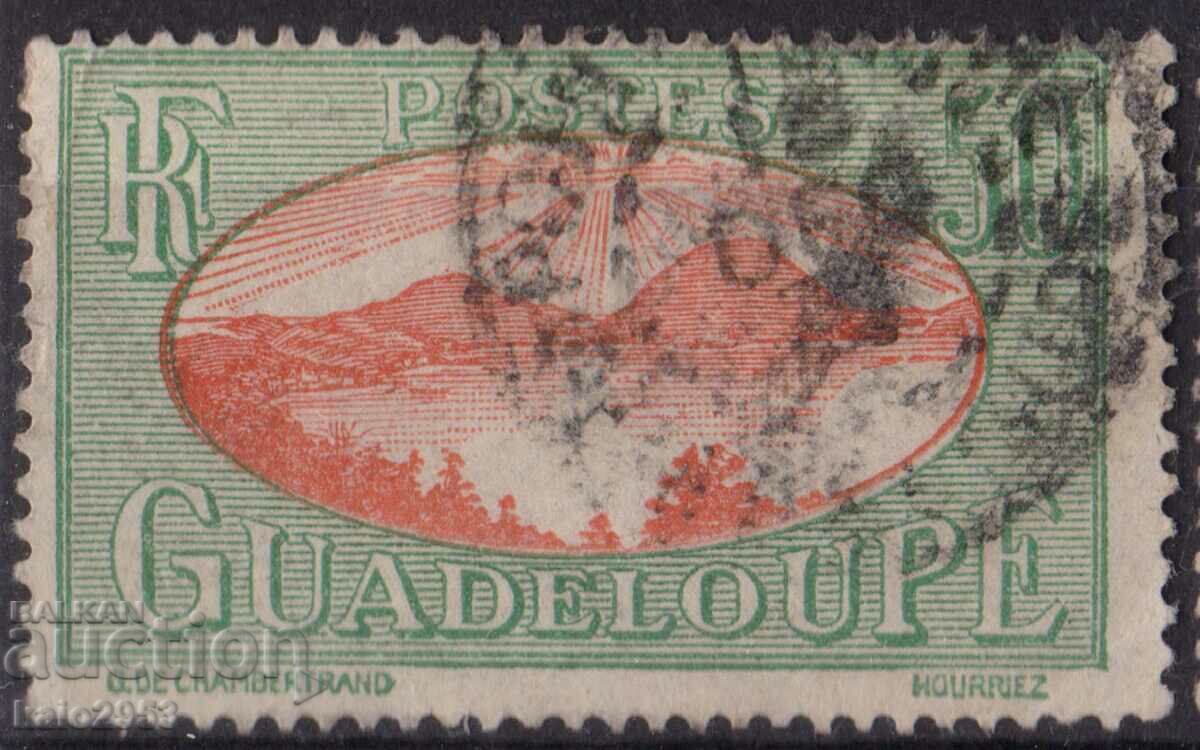 Franse/Guadelupa-1928-Dealuri regulate în ocean, timbru poștal
