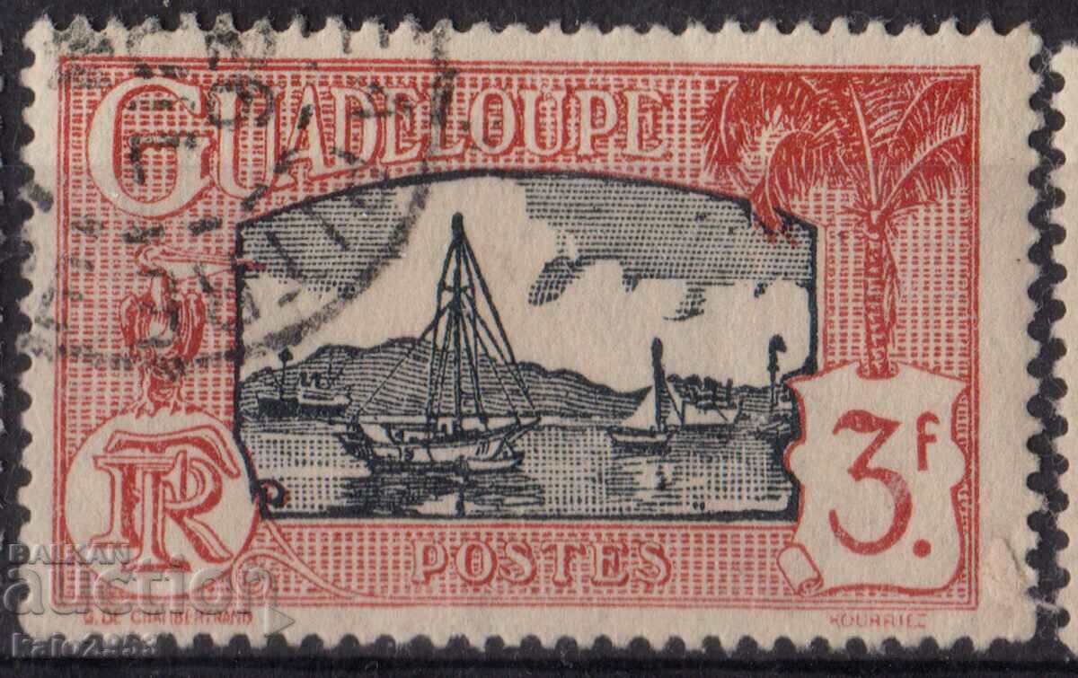 Franse/Guadeloupe-1928-Regular-Το λιμάνι με τη γέφυρα, σφραγίδα ταχυδρομείου