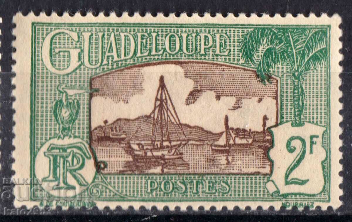 Franse/Guadelupa-1928-Regular-Portul cu podul, timbru poștal