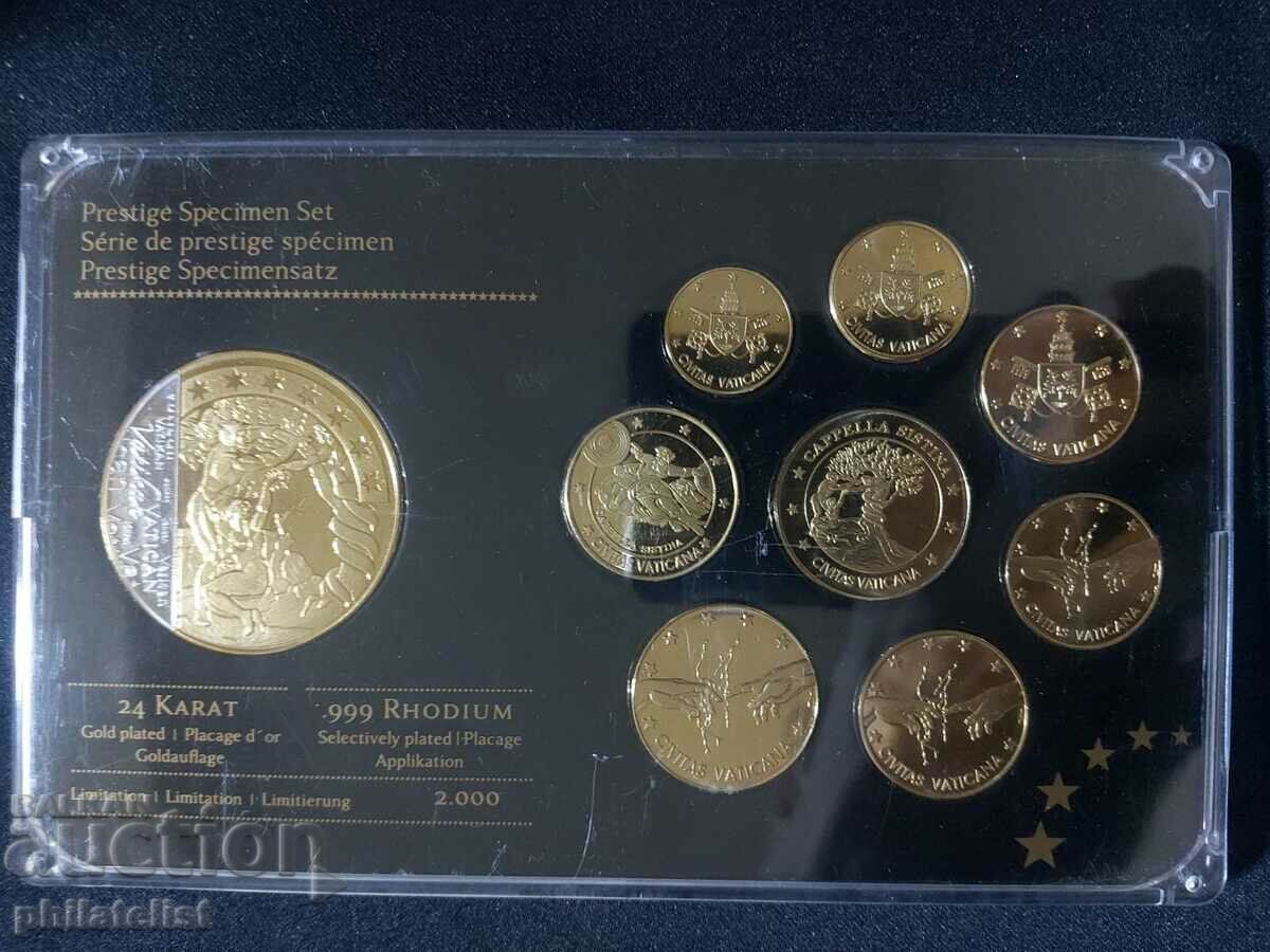 Позлатен пробен Евро Сет - Ватикана + медал