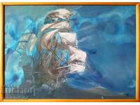 Картина, кораб, море, буря, худ. Боян Янев