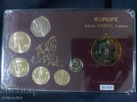 Complete set - Cyprus 2001-2003, 6 coins + medal