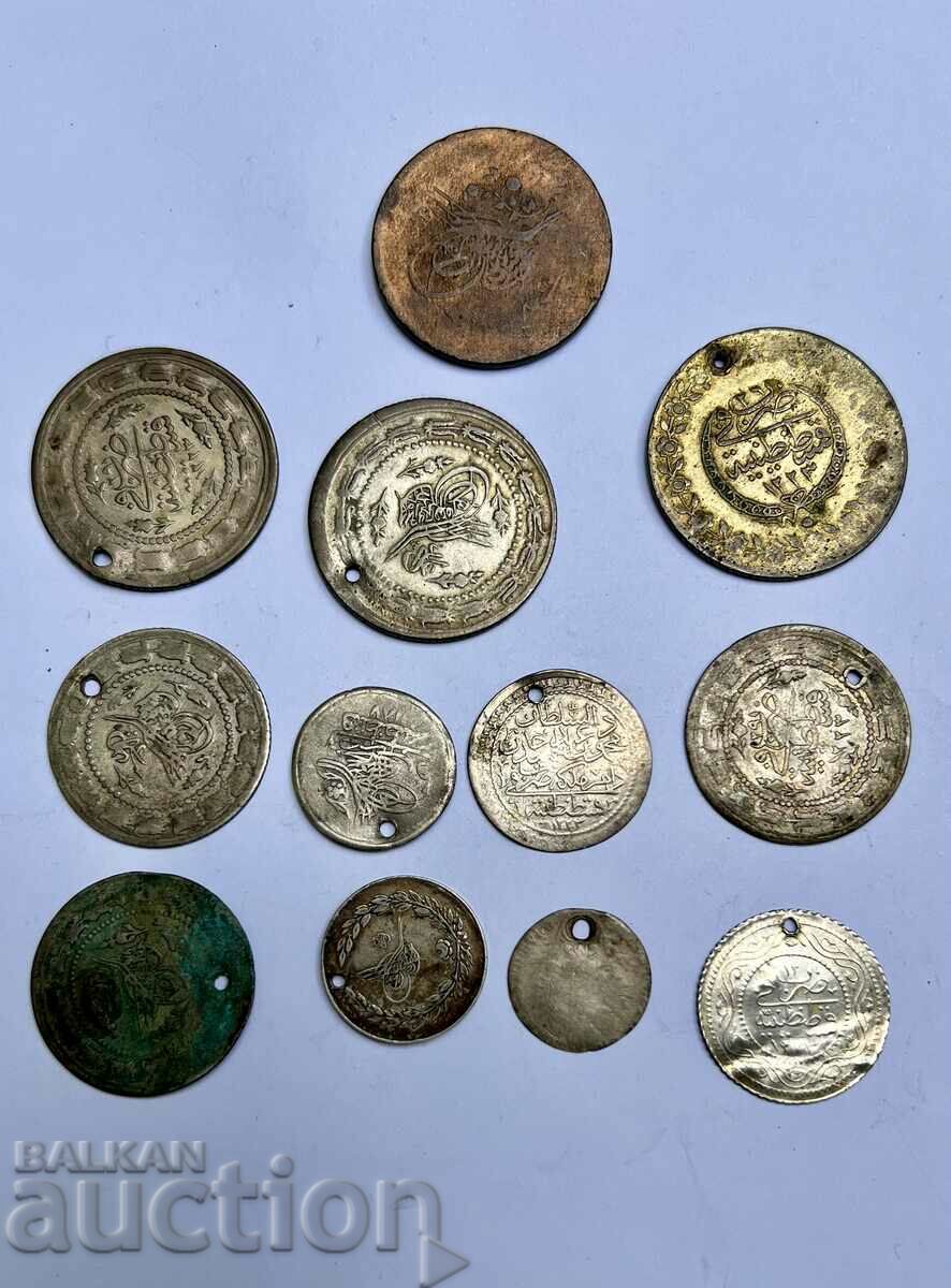 Lot of 12 silver Turkish / Ottoman coins