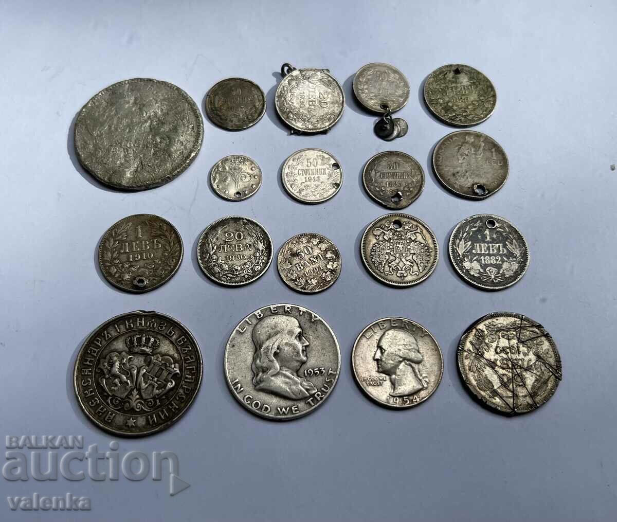 Lot of 18 silver coins and one Princely Medal