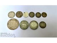 Lot de 10 monede de argint 50 100 BGN 50 cenți 1 BGN copeck