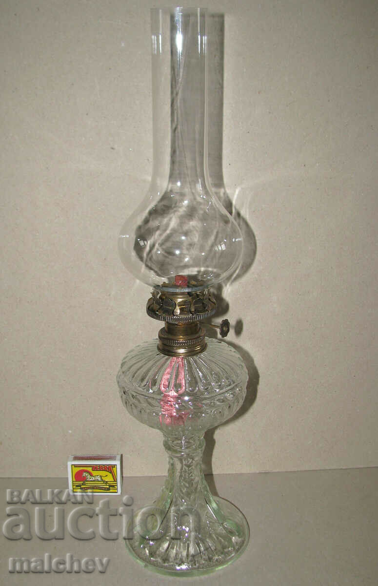 Fine old table glass gas lamp save. acting