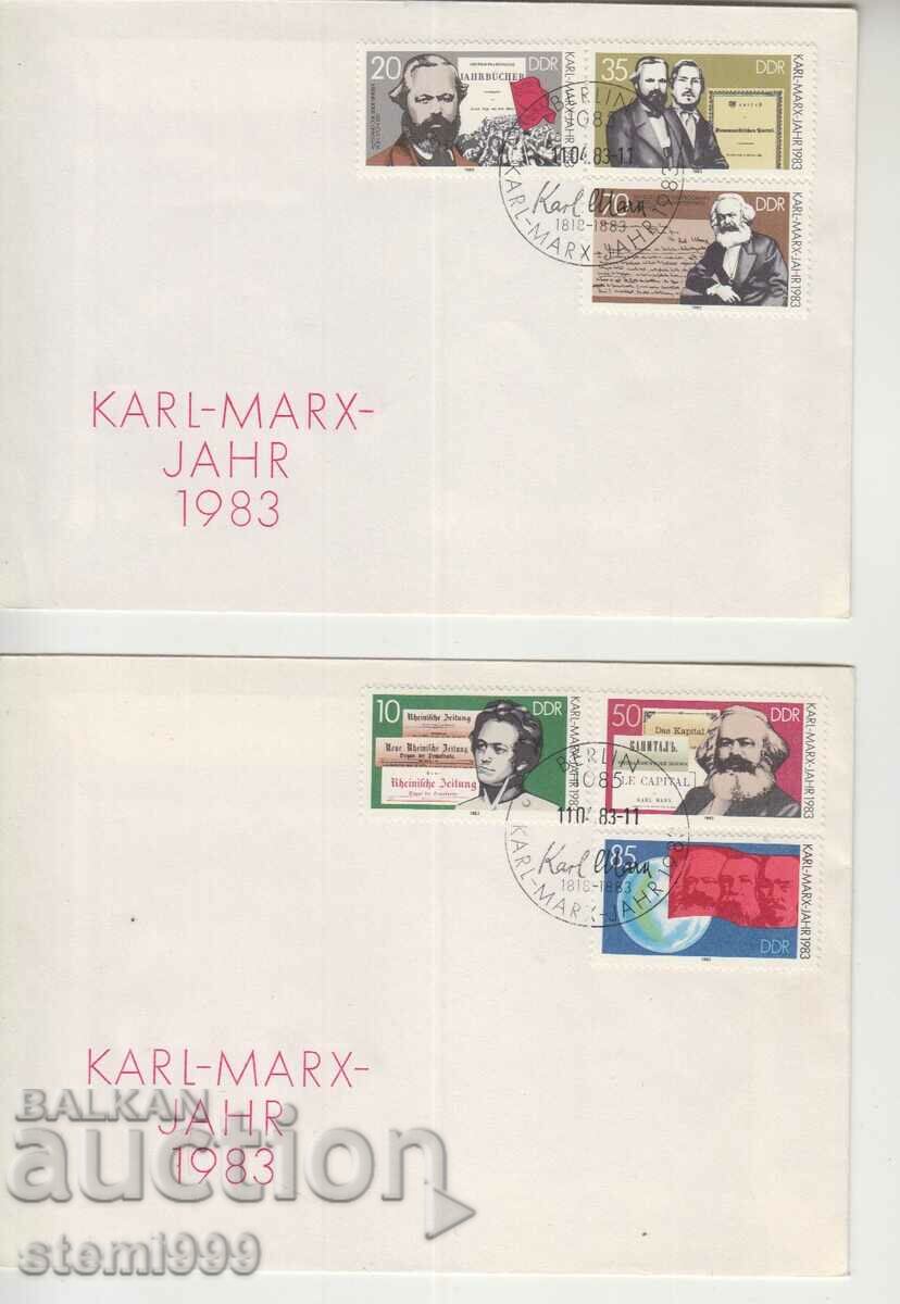 Ταχυδρομικός φάκελος πρώτης ημέρας Karl Marx Communism Lot 2 pl.