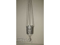 Pendant lamp of white metal openwork, with cup, excellent