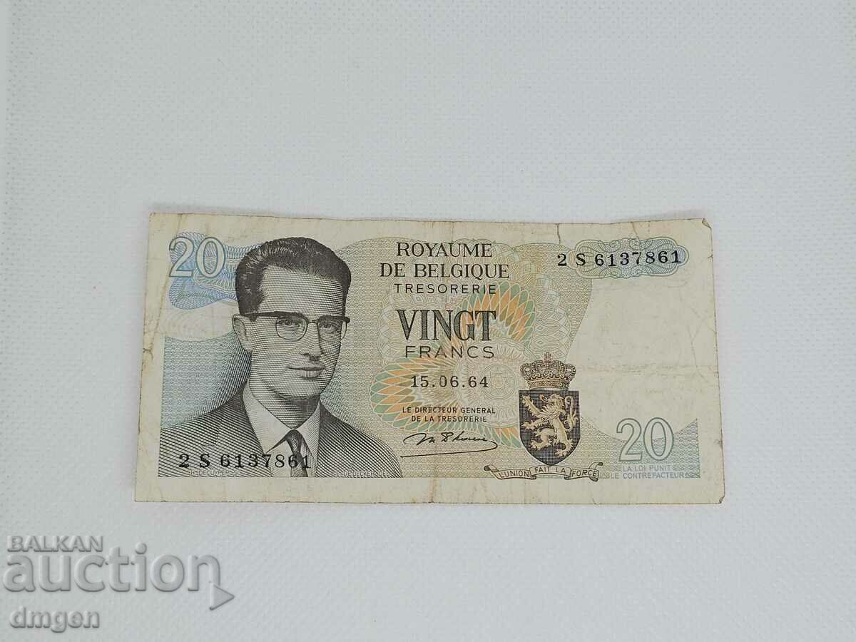20 франка Белгия 1964