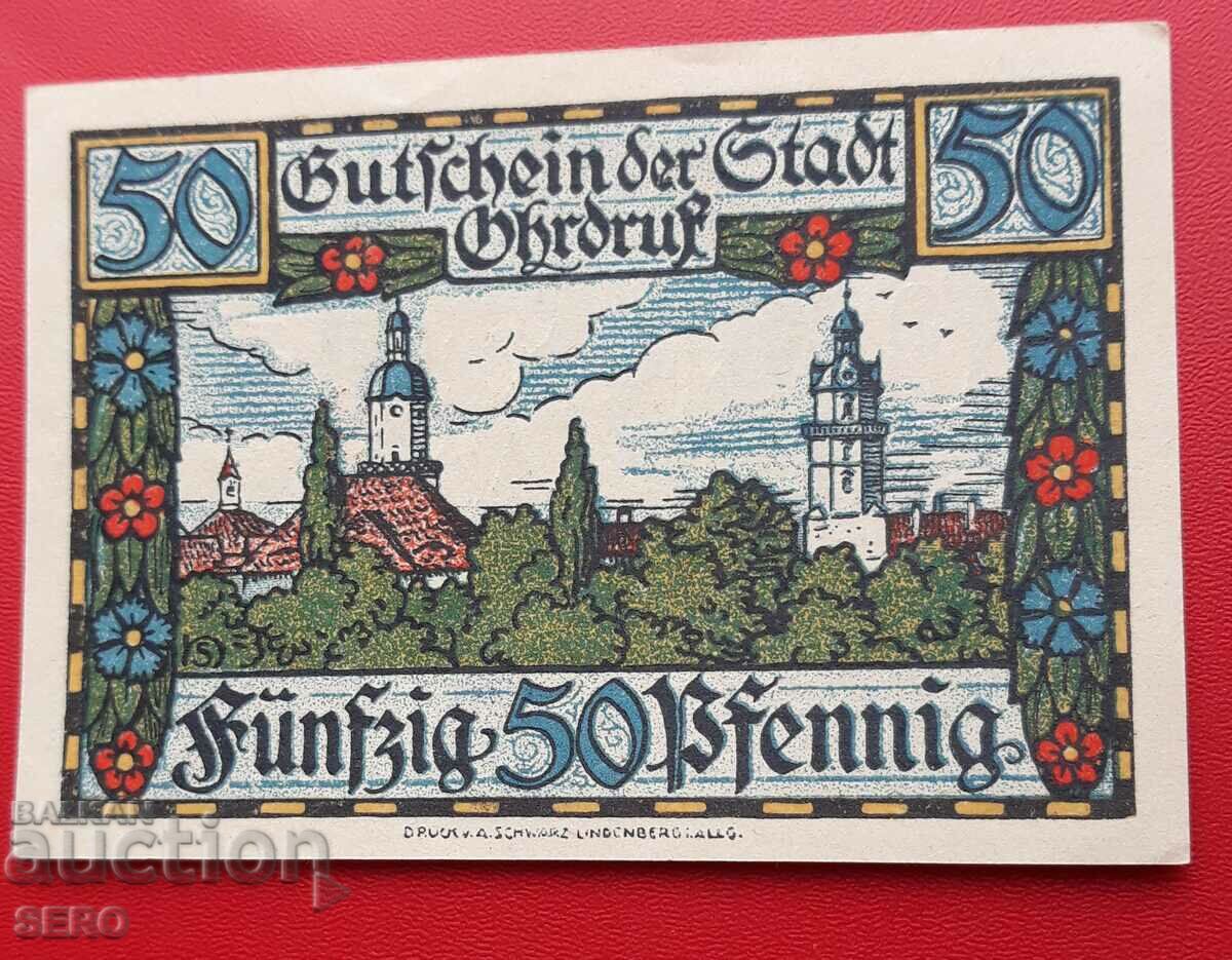 Banknote-Germany-Thuringia-Ordruff-50 pfennig 1921
