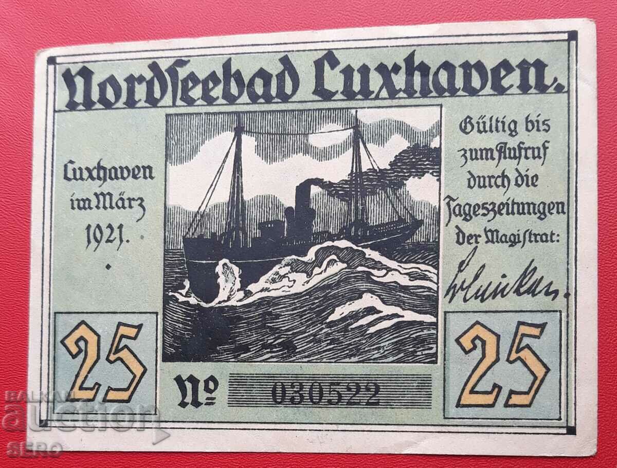 Bancnota-Germania-Saxonia-Cuxhaven-25 Pfennig 1921