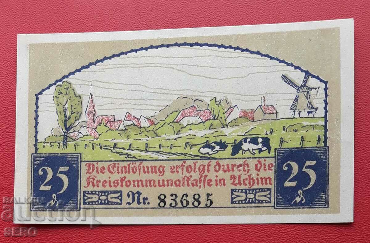 Банкнота-Германия-Саксония-Ахим-25 пфенига 1921