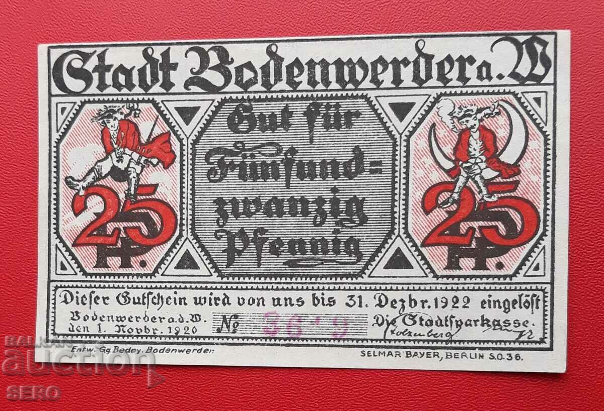 Bancnota-Germania-Saxonia-Bodenwerder-25 Pfennig 1920
