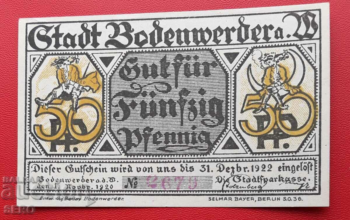 Банкнота-Германия-Саксония-Боденвердер-50 пфенига 1920
