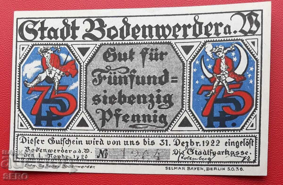 Bancnota-Germania-Saxonia-Bodenwerder-75 pfennig 1920