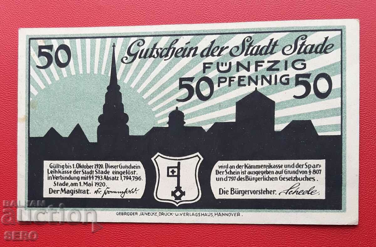 Bancnota-Germania-Saxonia-Stade-50 pfennig 1920-o singura fata