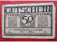 Banknote-Germany-Schleswig-Holstein-Rendsburg-50 pfennig 1918