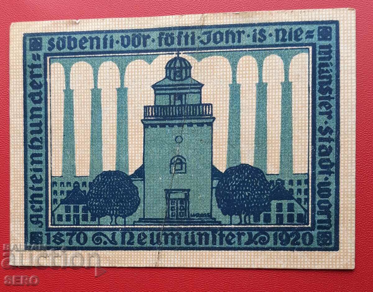 Банкнота-Германия-Шлезвиг-Холщайн-Ноймюнстер.50 пфенига 1920