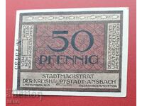 Τραπεζογραμμάτιο-Γερμανία-Βαυαρία-Ansbach-50 pfennig 1918