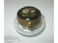 Old small ladies glass makeup case with lid