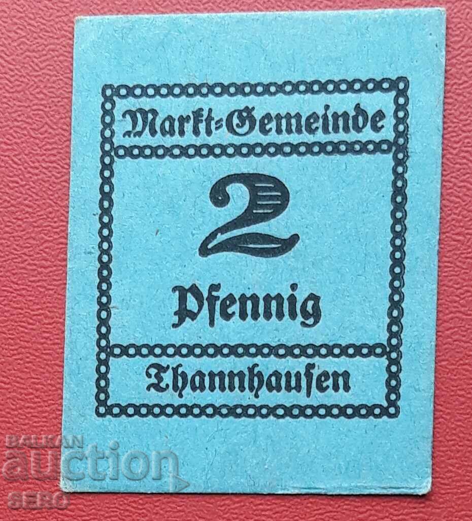 Τραπεζογραμμάτιο-Γερμανία-Βαυαρία-Tanhausen-2 pfennig-μονόπλευρο
