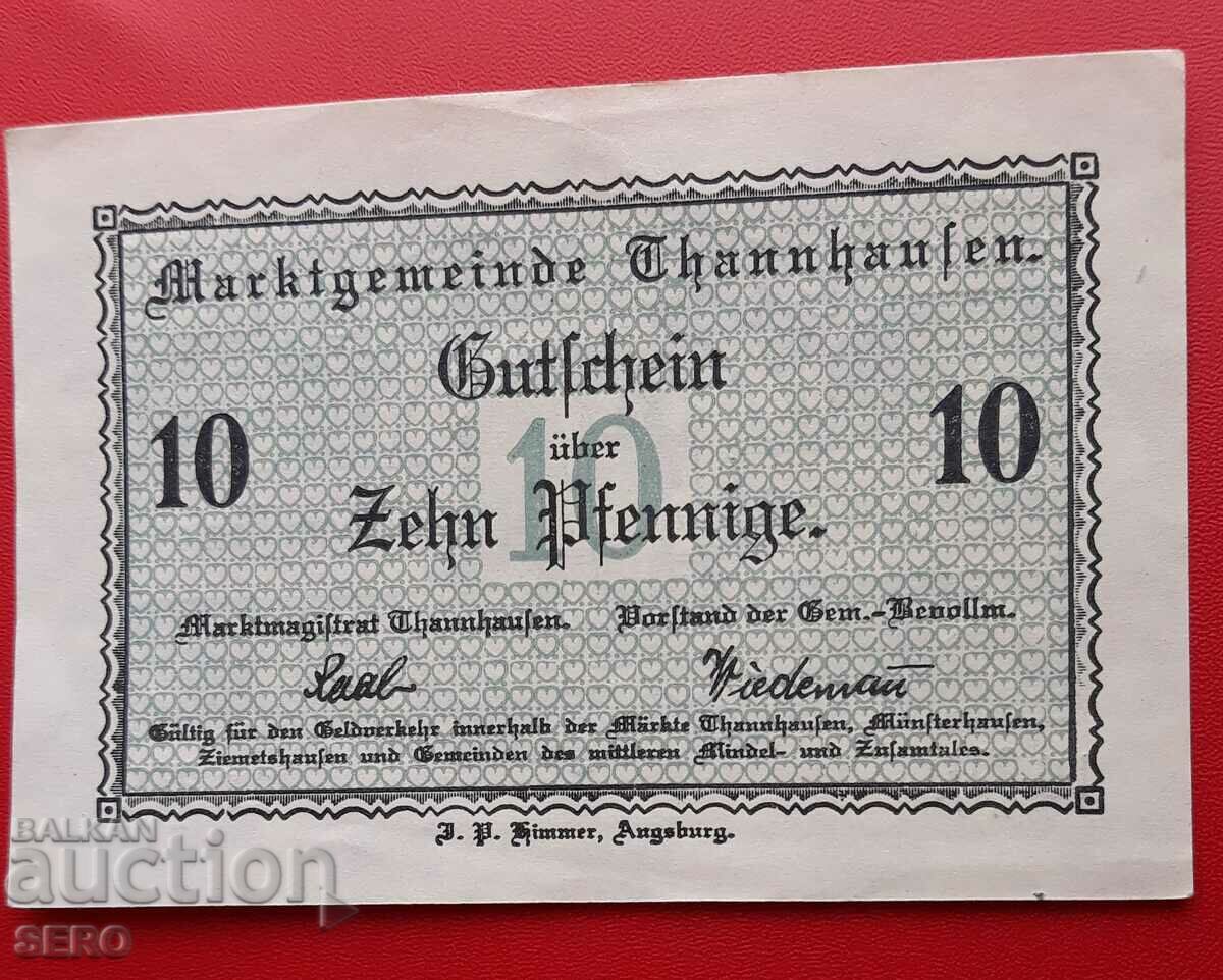 Банкнота-Германия-Бавария-Танхаузен-10 пфенига