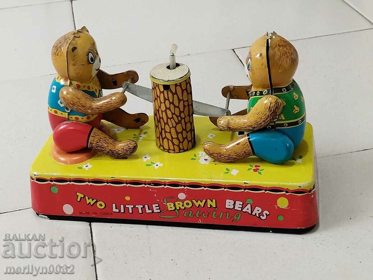 Auction  Children's Tin Toy Bears Chopping Wood China 1970s