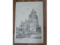 1895 Γαλλία Αρχιτεκτονική λιθογραφία ενός παλατιού του κάστρου