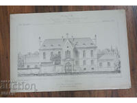 1895 Франция Архитектурна литография на болница