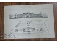 1895 France Architectural lithograph of a villa house