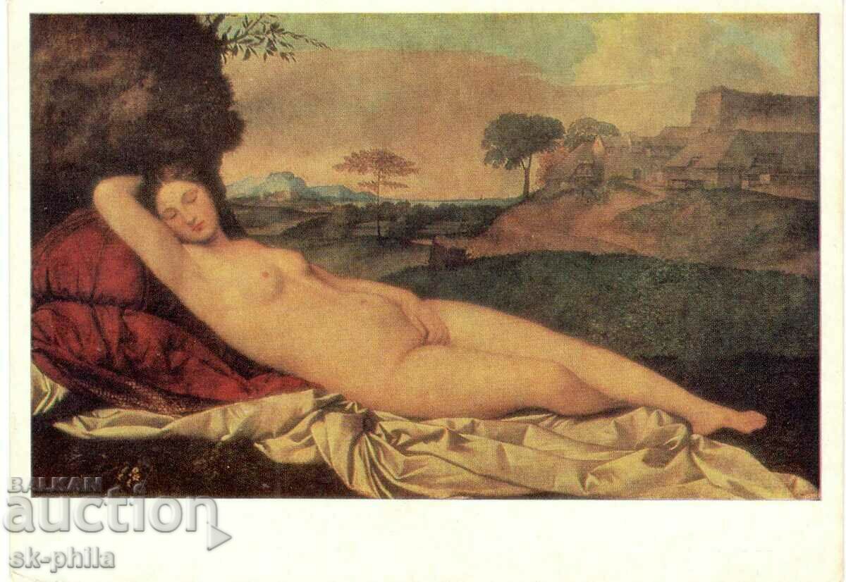 Carte poștală veche - artă - Giorgione, Venus adormit
