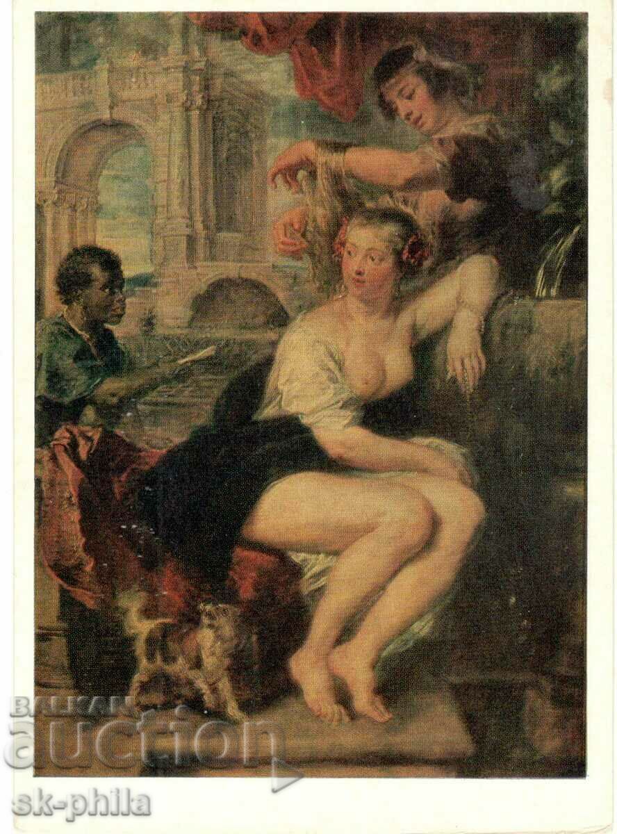 Old postcard - Art - Rubens, Bathsheba