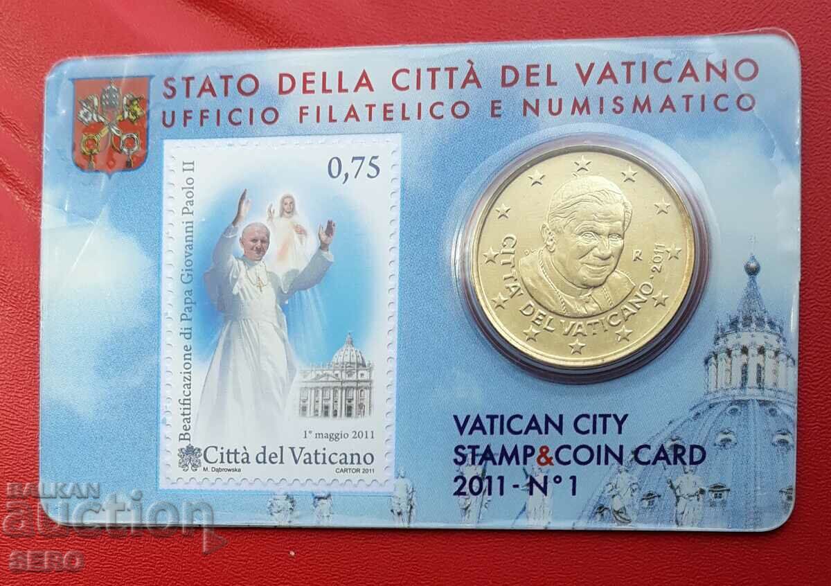 Κάρτα νομισμάτων - Βατικανό #1/2011 με 50 σεντς 2011