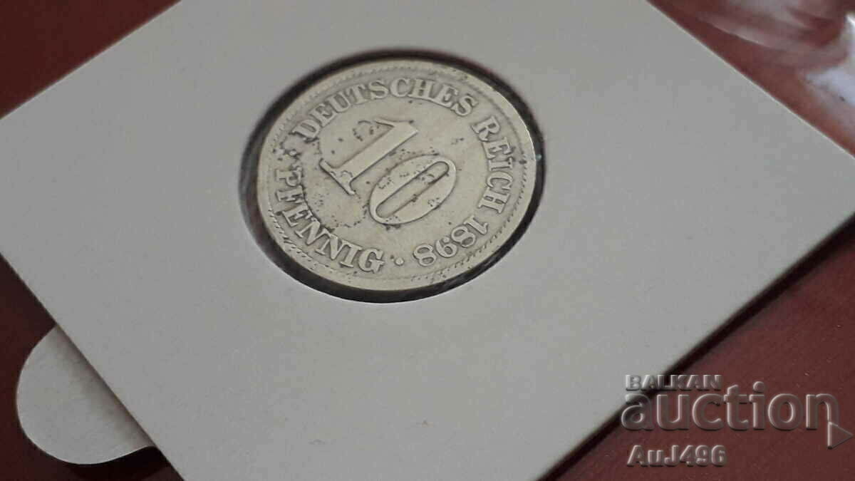 Доставка на 10 pfennig 1898 --- монета с матричен гланц!